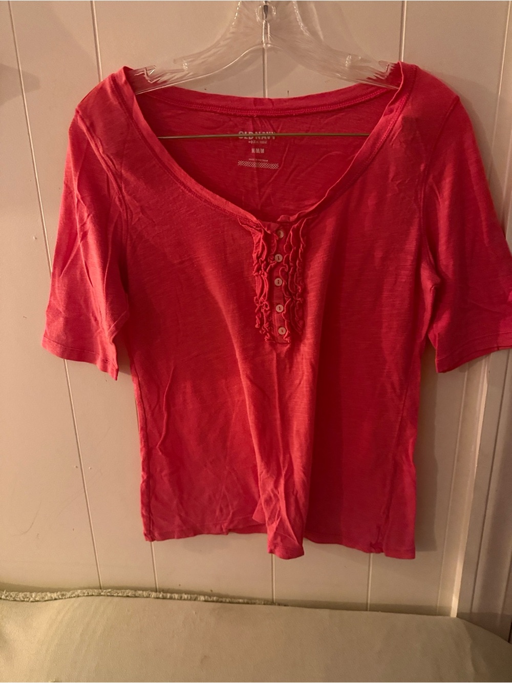 Old Navy Pink Henley Short Sleeve Top
